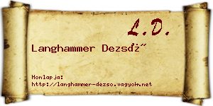 Langhammer Dezső névjegykártya